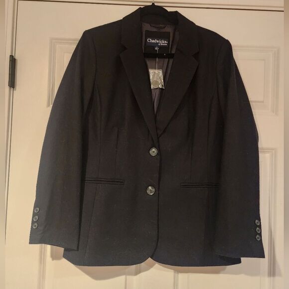 Chadwicks of Boston black lined blazer jacket Size 8 - Picture 1 of 5